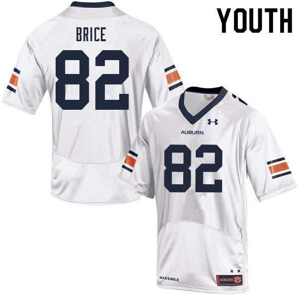 Youth #82 Hayden Brice Auburn Tigers College Football Jerseys Sale-White - Click Image to Close